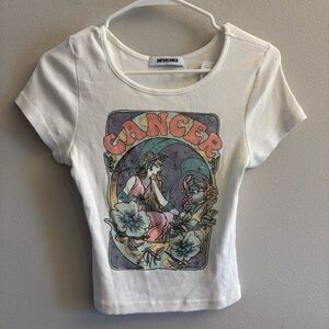 DAYDREAMER x Free People Horoscope Baby Tee Cancer Astrology Vintage White L